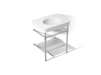 KOHLER K-39304-1 Claude 30" Rectangular Console Table Bathroom Sink, White with Polished Chrome - 3/4 view of product