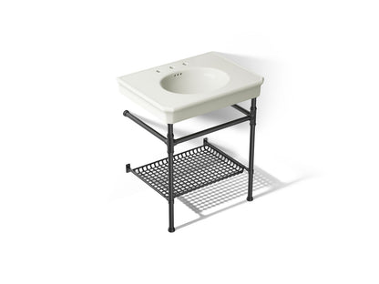 KOHLER K-39304-8 Claude 30" Rectangular Console Table Bathroom Sink, Dune with Matte Black - 3/4 view of product