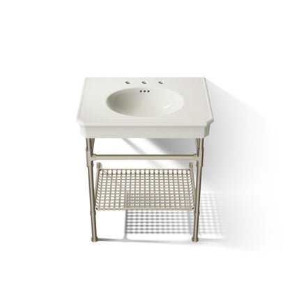 KOHLER K-39304-8 Claude 30" Rectangular Console Table Bathroom Sink, Vibrant Brushed Nickel - Detail image of a product featu