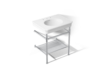 KOHLER K-39304-8 Claude 30" Rectangular Console Table Bathroom Sink, White with Polished Chrome - 3/4 view of product