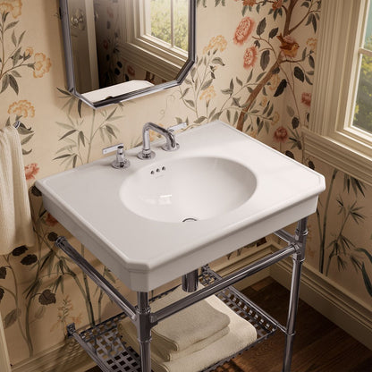 KOHLER K-39304-8 Claude 30" Rectangular Console Table Bathroom Sink, White with Polished Chrome - image focused on single pro