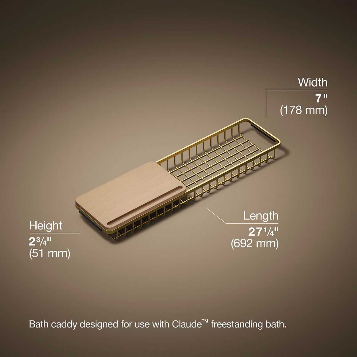 3/4 view of product with dimensions
