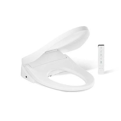 KOHLER K-39399 PureWash E835 Elongated Bidet Toilet Seat with Remote Control, White - 3/4 view of product