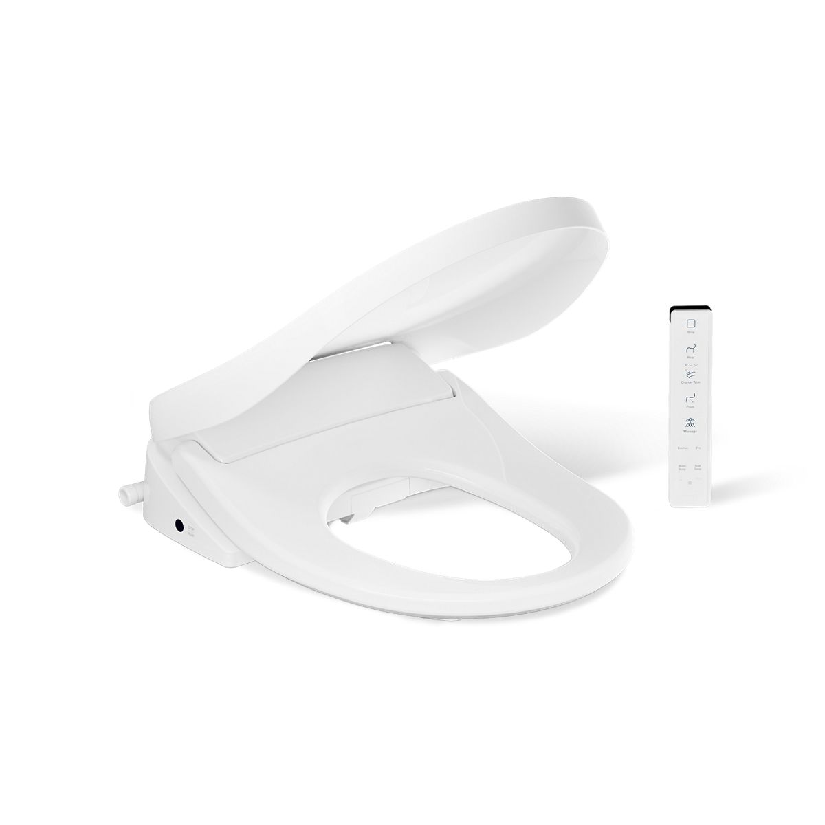 KOHLER K-39400 PureWash E835 Round-front Bidet Toilet Seat with Remote Control, White - 3/4 view of product