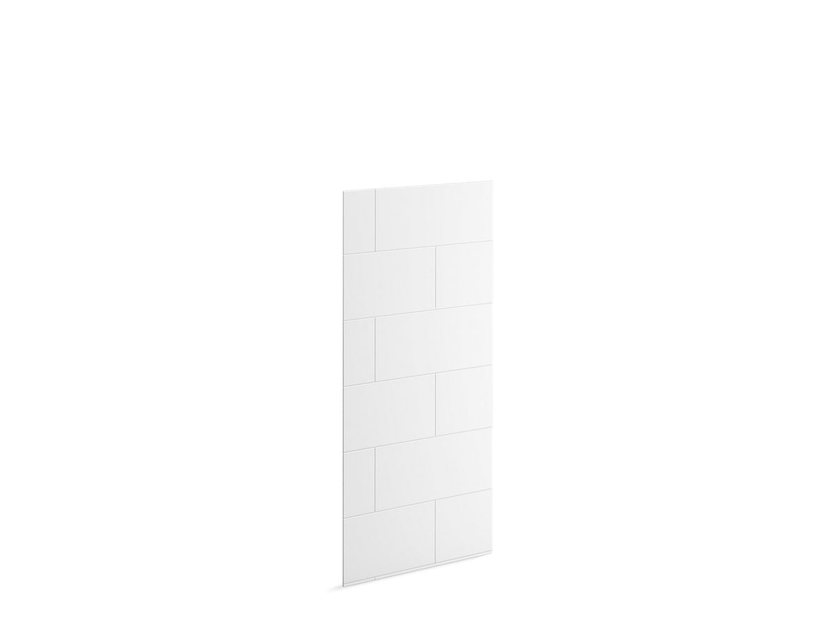 KOHLER K-39429-T07L Stoneridge 72" x 42" left bath/shower end wall with large block design, honed white