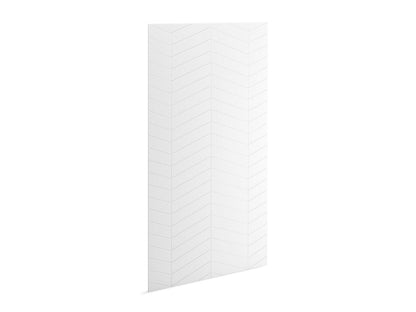 KOHLER K-39437-T09 Stoneridge 96" x 48" shower back wall with chevron design, honed white