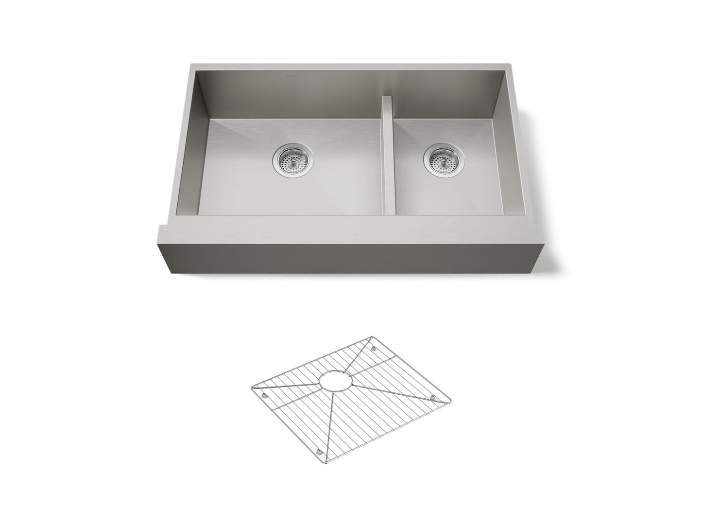 KOHLER K-3945 Vault Smart Divide 35-1/2" undermount double-bowl farmhouse kitchen sink