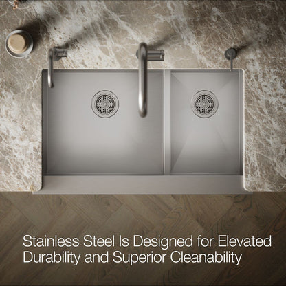 KOHLER K-3945 Vault Smart Divide 35-1/2" undermount double-bowl farmhouse kitchen sink