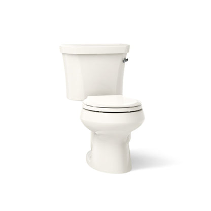KOHLER K-3947-RA Wellworth Two-piece round-front 1.28 gpf toilet with right-hand trip lever and 14" rough-in