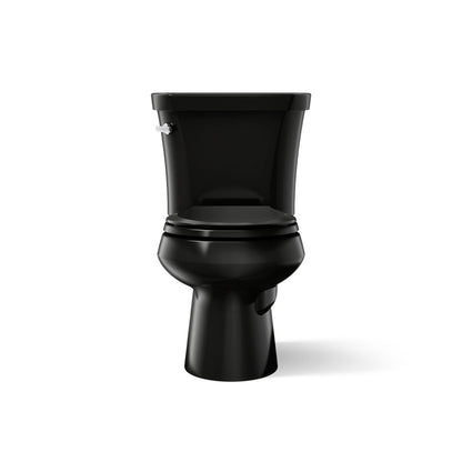 KOHLER K-3947-T Wellworth Two-piece round-front 1.28 gpf toilet with tank cover locks and 14" rough-in, black - view 2