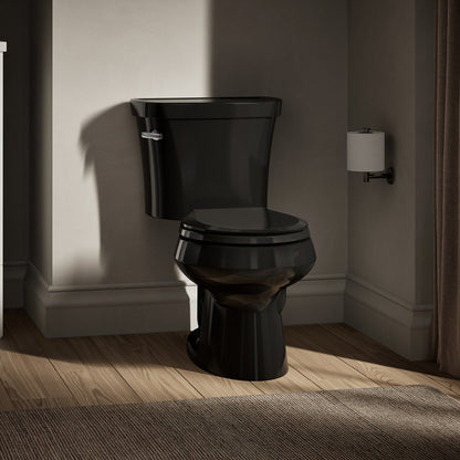 KOHLER K-3947-T Wellworth Two-piece round-front 1.28 gpf toilet with tank cover locks and 14" rough-in, black - view 4