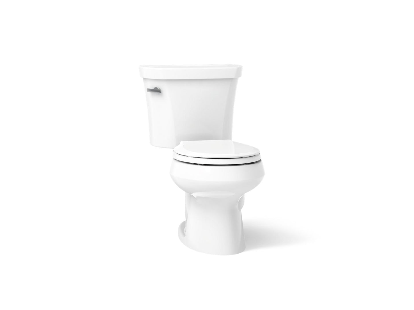 KOHLER K-3947-T Wellworth Two-piece round-front 1.28 gpf toilet with tank cover locks and 14" rough-in