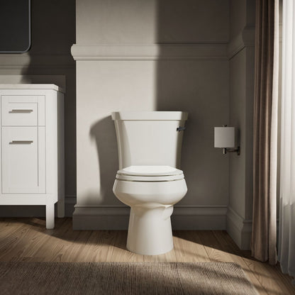 KOHLER K-3947-UR Wellworth Two-piece round-front 1.28 gpf toilet with right-hand trip lever, insulated tank and 14" rough-in