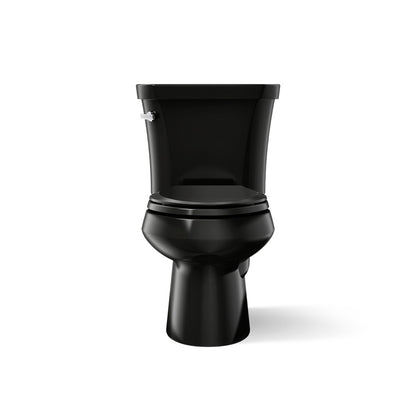KOHLER K-3948-T Wellworth Two-piece elongated 1.28 gpf toilet with tank cover locks and 14" rough-in, black - view 2