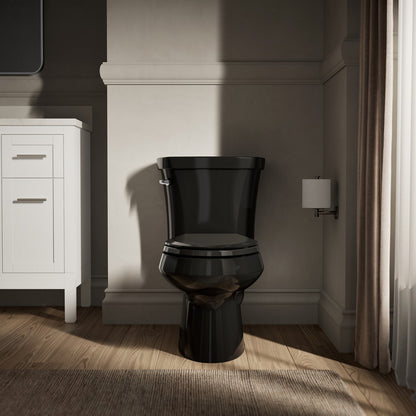KOHLER K-3948-T Wellworth Two-piece elongated 1.28 gpf toilet with tank cover locks and 14" rough-in, black - view 5