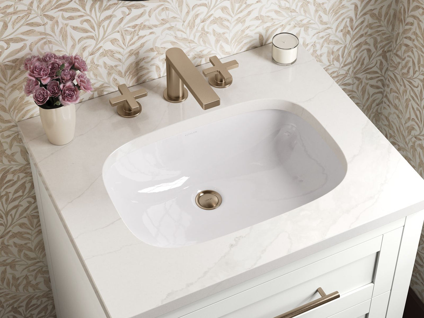 KOHLER K-39603-ASB Hadron 24" bathroom vanity cabinet with sink and quartz top