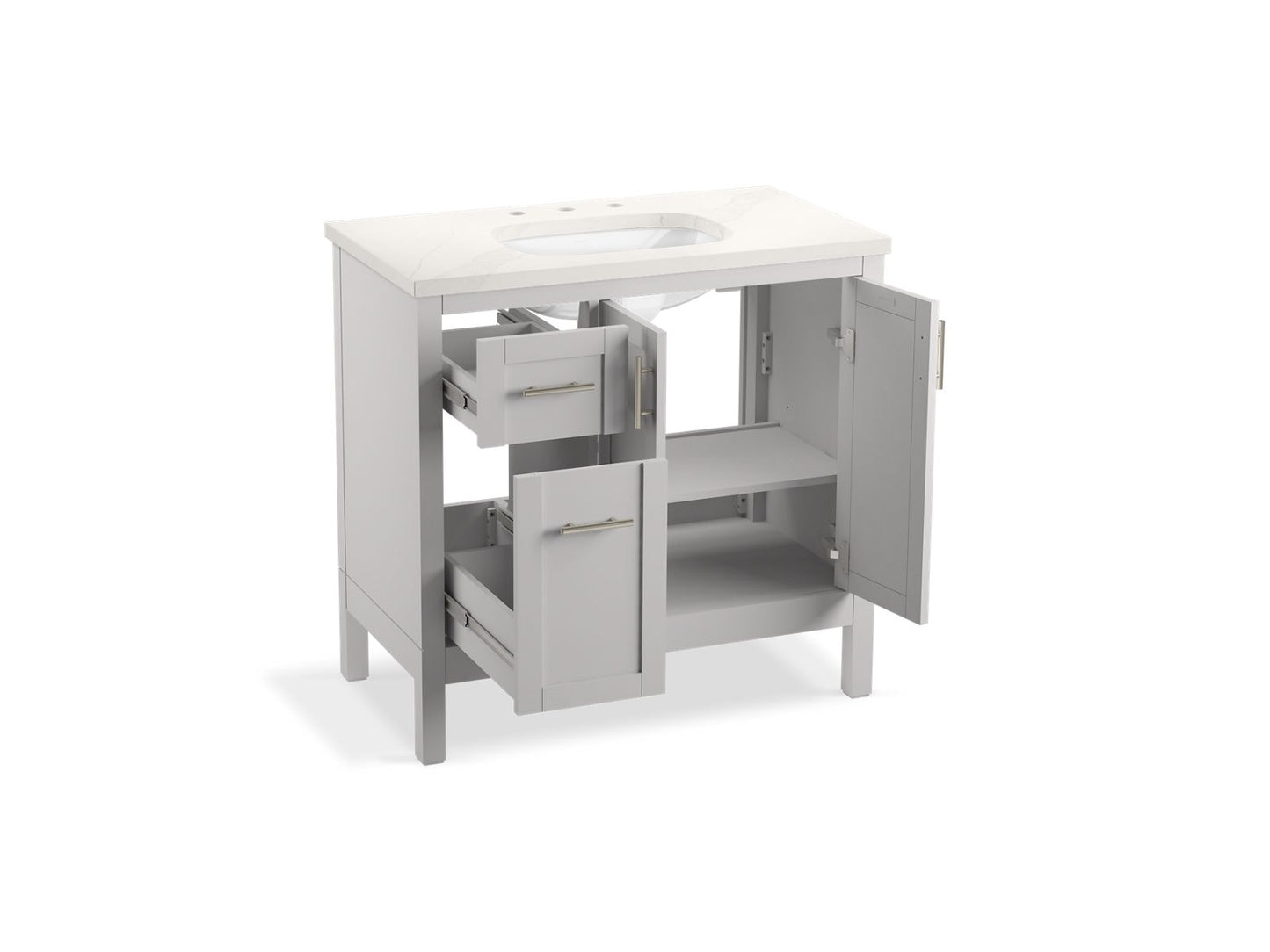 KOHLER K-39605-ASB Hadron 36" bathroom vanity cabinet with sink and quartz top