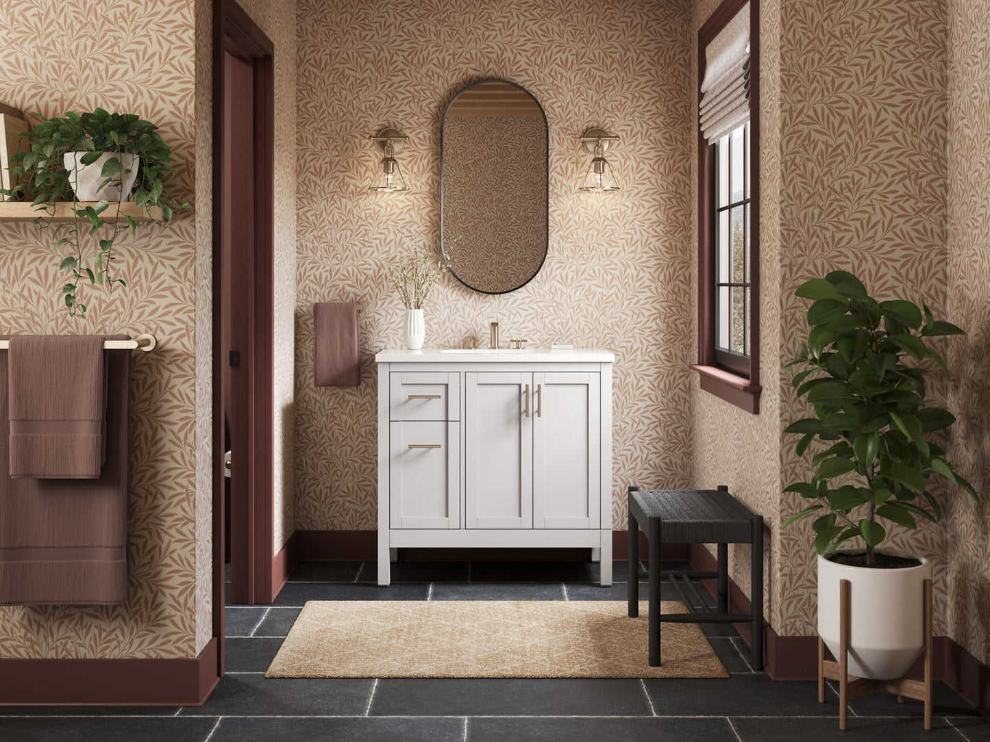 KOHLER K-39605-ASB Hadron 36" bathroom vanity cabinet with sink and quartz top