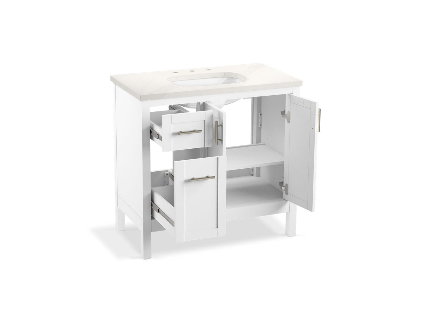 KOHLER K-39605-ASB Hadron 36" bathroom vanity cabinet with sink and quartz top