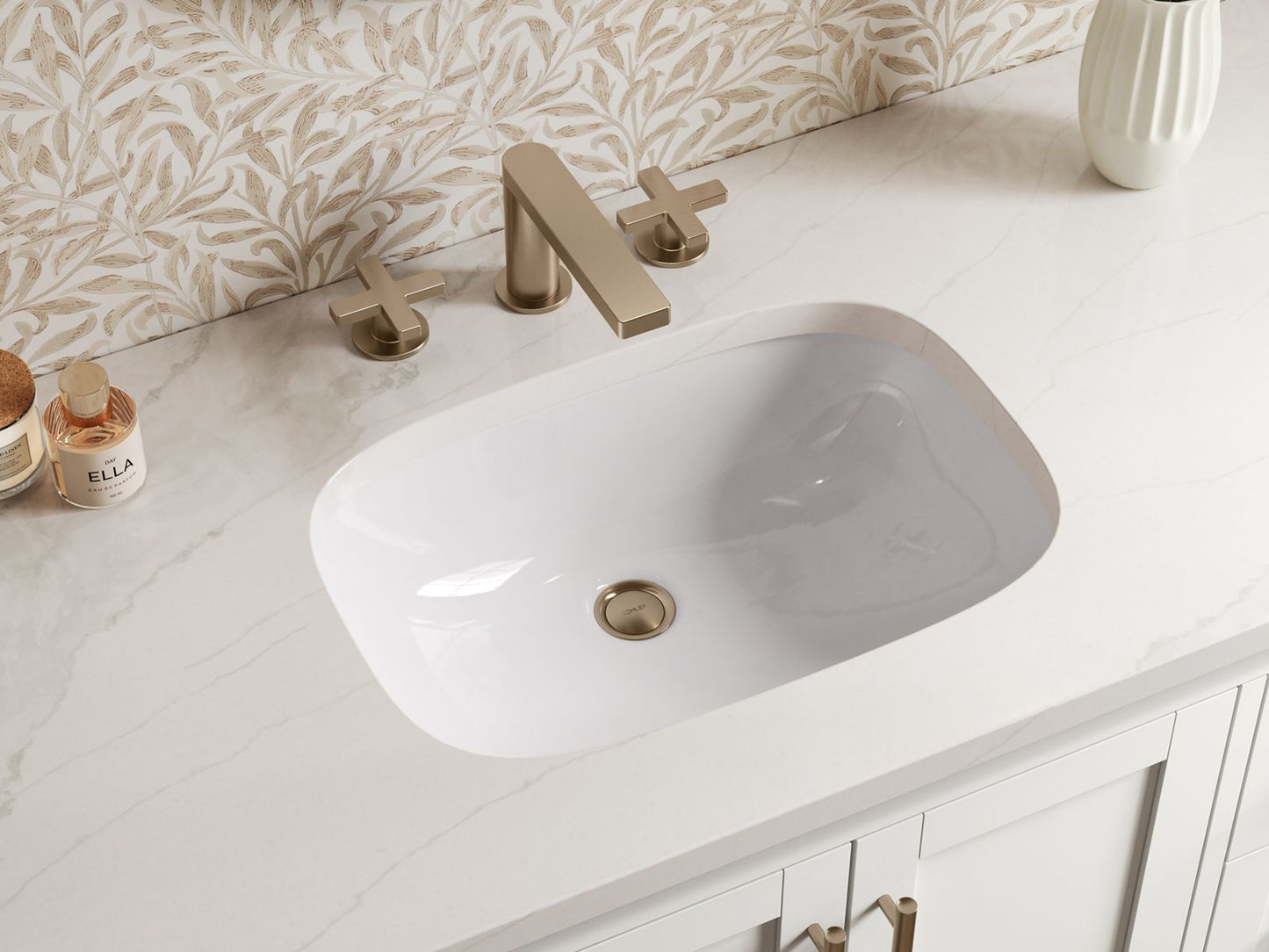KOHLER K-39606-ASB Hadron 48" bathroom vanity cabinet with sink and quartz top