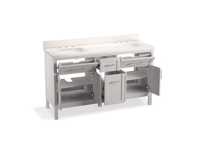 KOHLER K-39607-ASB Hadron 60" bathroom vanity cabinet with sinks and quartz top