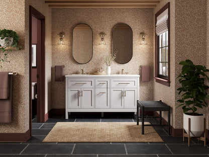KOHLER K-39607-ASB Hadron 60" bathroom vanity cabinet with sinks and quartz top