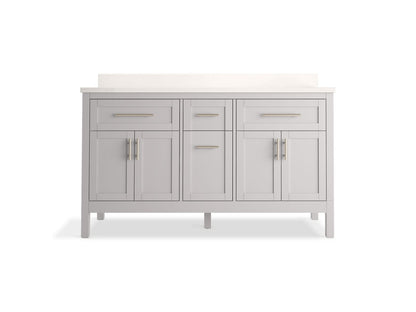 KOHLER K-39607-ASB Hadron 60" bathroom vanity cabinet with sinks and quartz top