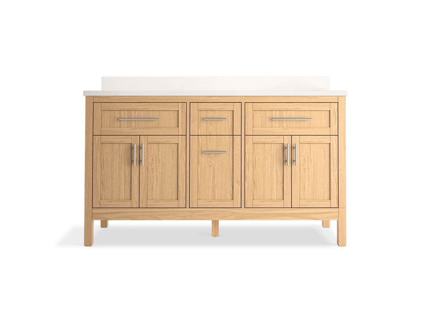 KOHLER K-39607-ASB Hadron 60" bathroom vanity cabinet with sinks and quartz top