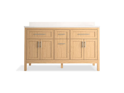 KOHLER K-39607-ASB Hadron 60" bathroom vanity cabinet with sinks and quartz top