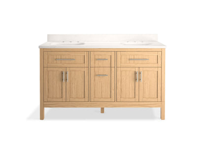 KOHLER K-39607-ASB Hadron 60" bathroom vanity cabinet with sinks and quartz top