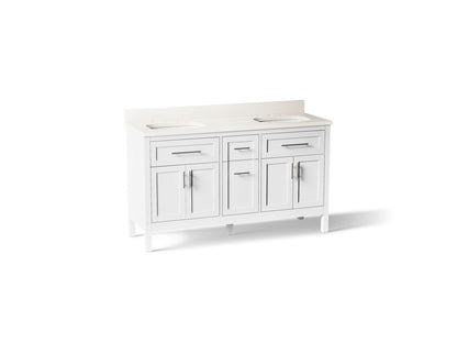 KOHLER K-39607-ASB Hadron 60" bathroom vanity cabinet with sinks and quartz top