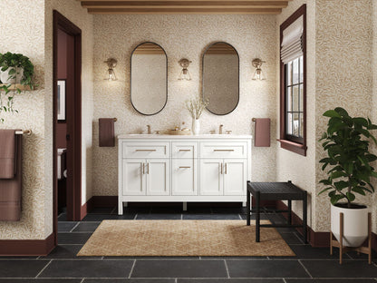 KOHLER K-39607-ASB Hadron 60" bathroom vanity cabinet with sinks and quartz top