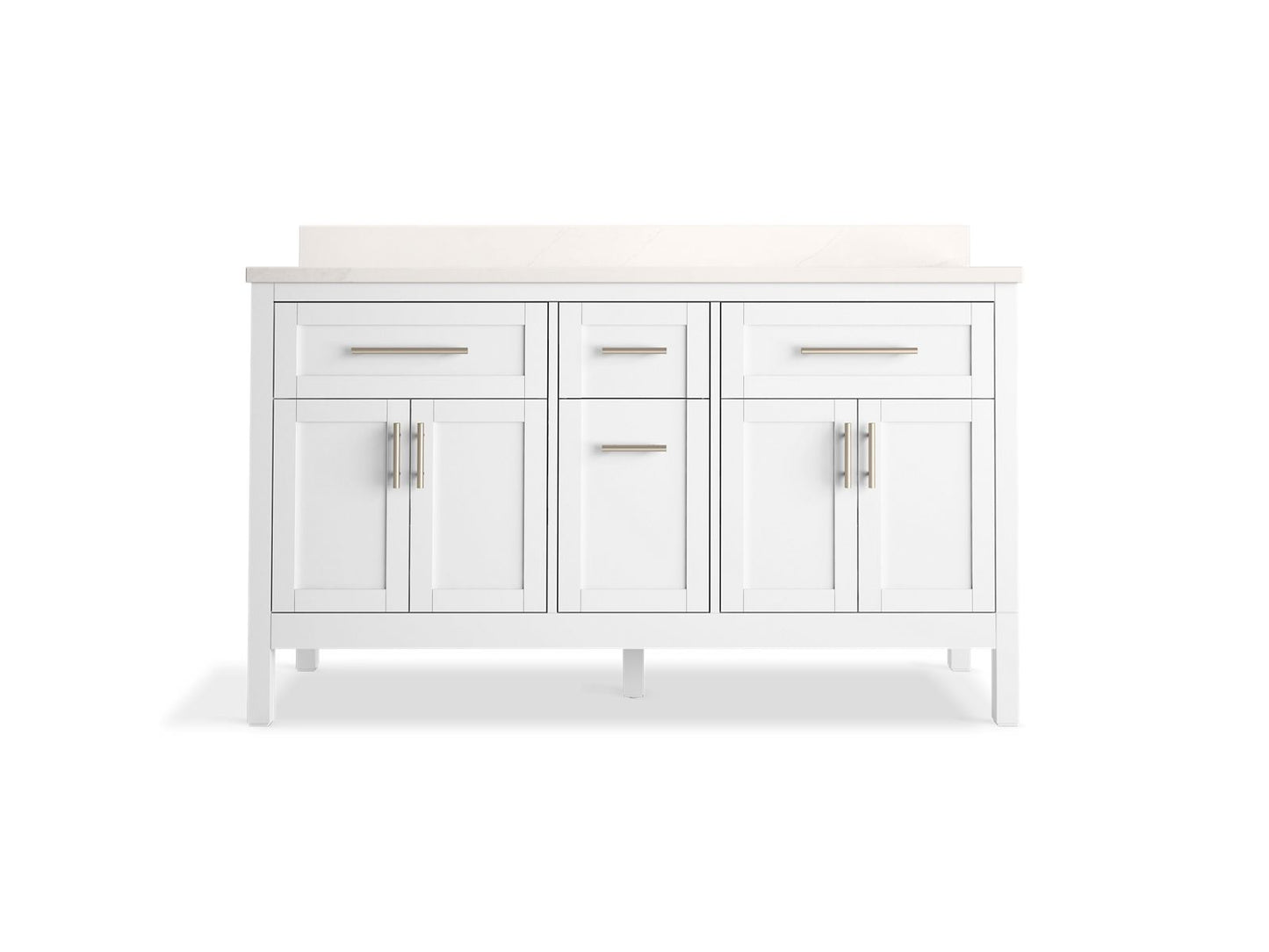 KOHLER K-39607-ASB Hadron 60" bathroom vanity cabinet with sinks and quartz top