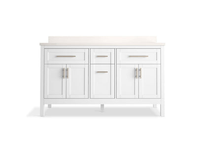 KOHLER K-39607-ASB Hadron 60" bathroom vanity cabinet with sinks and quartz top