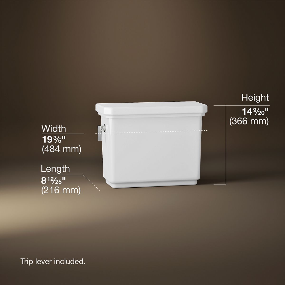 3/4 view of product with dimensions