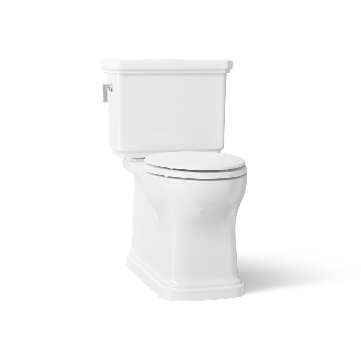 KOHLER K-39678 Claude Two-piece Elongated Toilet with Skirted Trapway, 1.6 GPF, White - 3/4 view of product