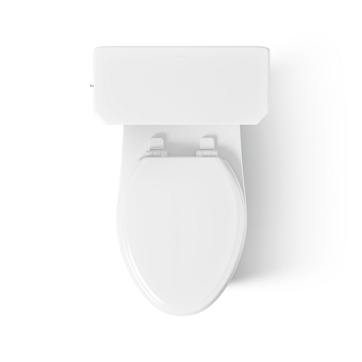 KOHLER K-39678 Claude Two-piece Elongated Toilet with Skirted Trapway, 1.6 GPF, White - top view of product