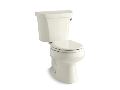 KOHLER K-3977-TR Wellworth Two-piece round-front 1.6 gpf toilet with right-hand trip lever and tank cover locks, biscuit