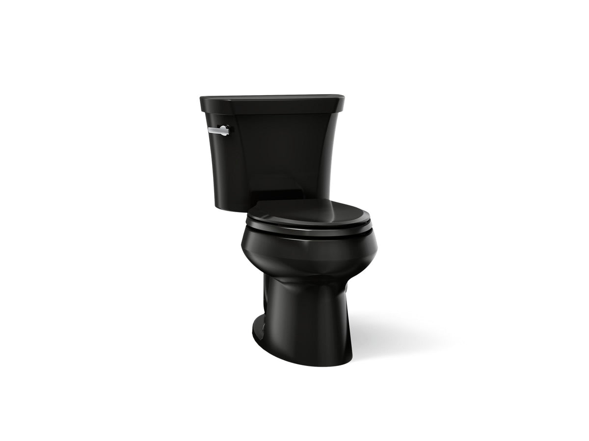 KOHLER K-3978 Wellworth Two-piece elongated 1.6 gpf toilet, black