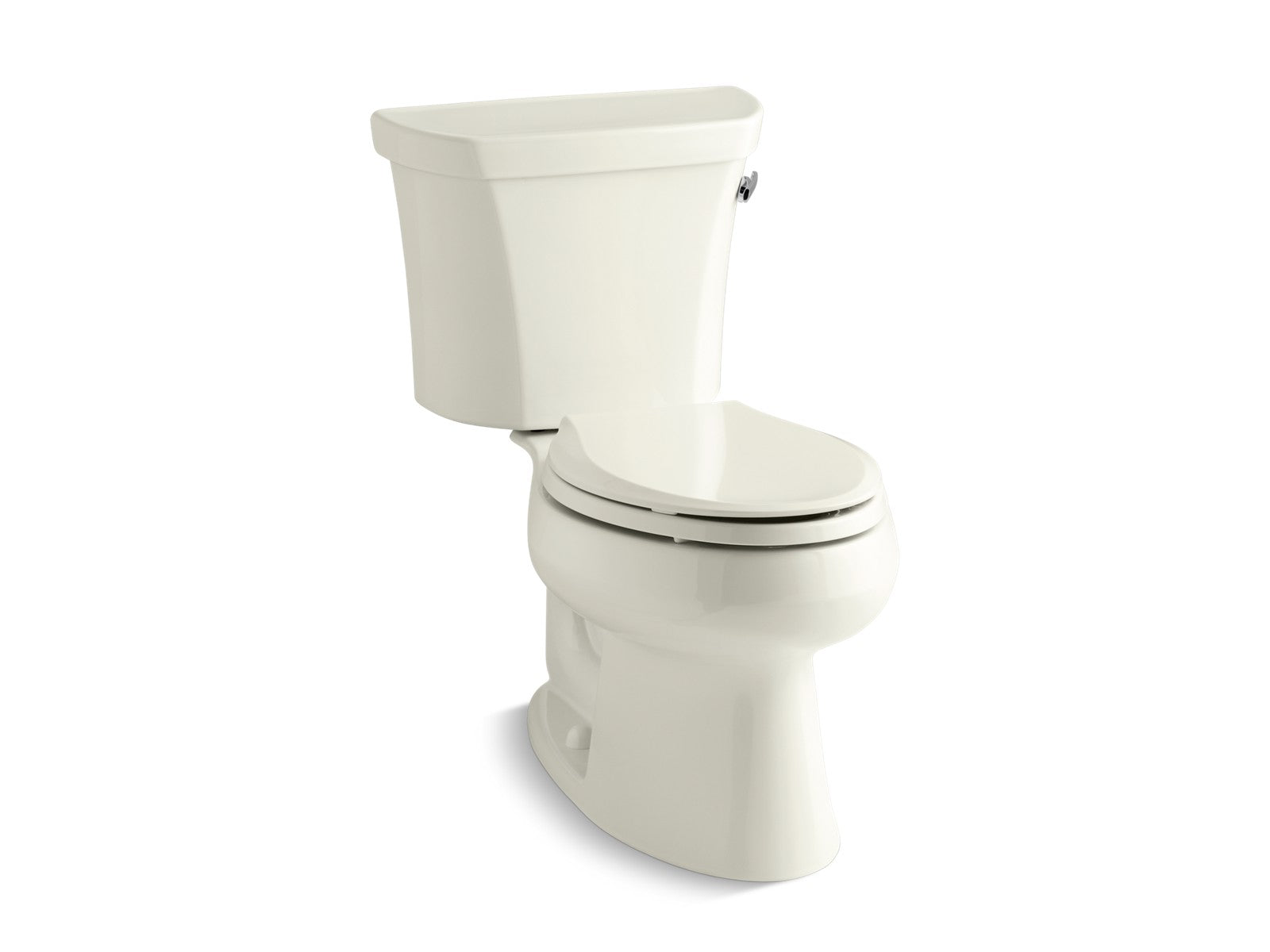 KOHLER K-3978-TR Wellworth Two-piece elongated 1.6 gpf toilet with right-hand trip lever and tank cover locks, biscuit