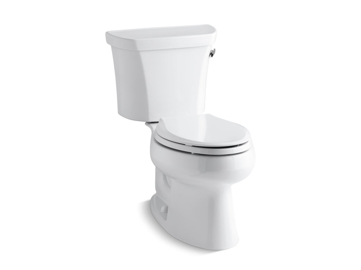 KOHLER K-3978-TR Wellworth Two-piece elongated 1.6 gpf toilet with right-hand trip lever and tank cover locks, white