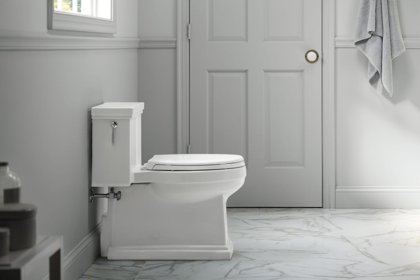 KOHLER K-3981 Tresham One-piece compact elongated toilet with skirted trapway, 1.28 gpf
