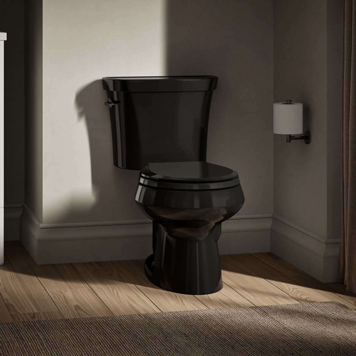 KOHLER K-3987 Wellworth Two-piece round-front dual-flush toilet, black - view 4