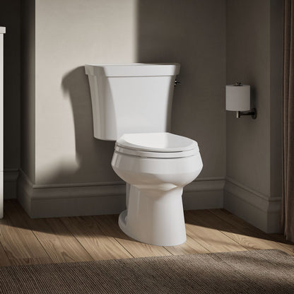 KOHLER K-3988-RA Wellworth Two-piece elongated dual-flush toilet with right-hand trip lever - White