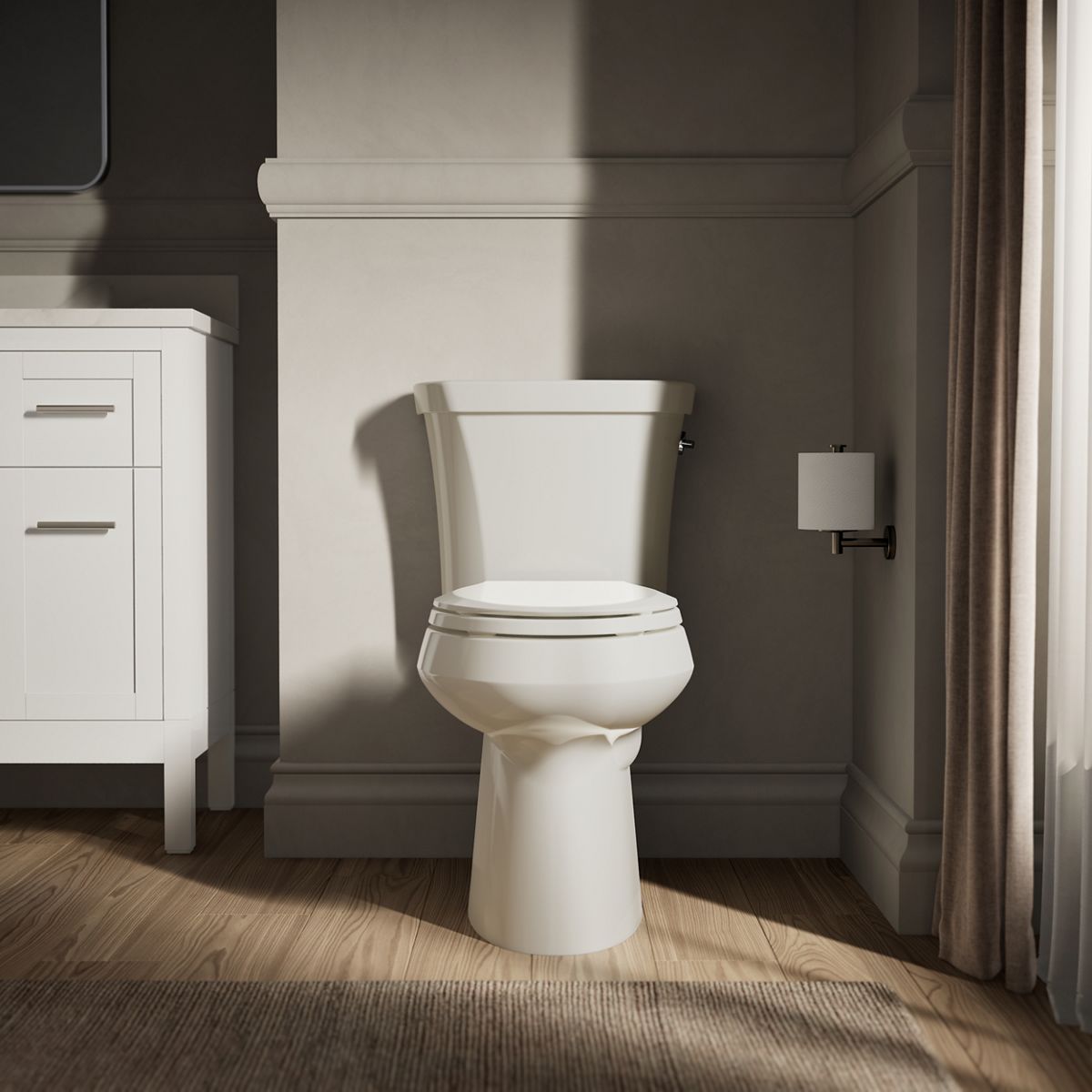 KOHLER K-3989-RA Highline ComForteeight Two-piece elongated dual-flush chair height toilet with right-hand trip lever