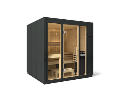 KOHLER K-39950-1FNC C1 Five-person Indoor Sauna with Floor, Graphite Grey - 3/4 view of product