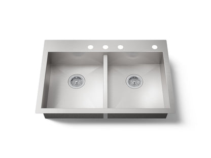 KOHLER K-3996-4 Vault 33" top-/undermount double-bowl kitchen sink