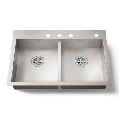 KOHLER K-3996-4 Vault 33" top-/undermount double-bowl kitchen sink