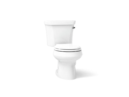 KOHLER K-3997-RZ Wellworth Two-piece round-front 1.28 gpf toilet with right-hand trip lever, tank cover locks, and insulated tank