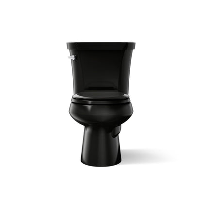 KOHLER K-3997-T Wellworth Two-piece round-front 1.28 gpf toilet with tank cover locks, black - view 2